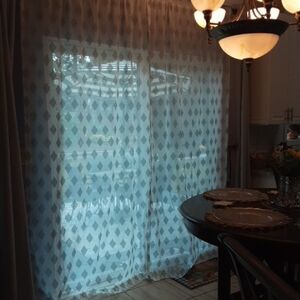 Elegant Sheer Diamond Pattern Curtains - White And Gray.